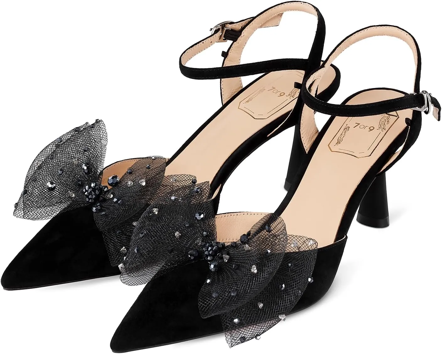 7or9 Slingbacks High Heels for Women Comfortable Air-Touch Foam Pointed-Toe Kitten Heels Casual Dressy Bridal Pumps Women Sandals