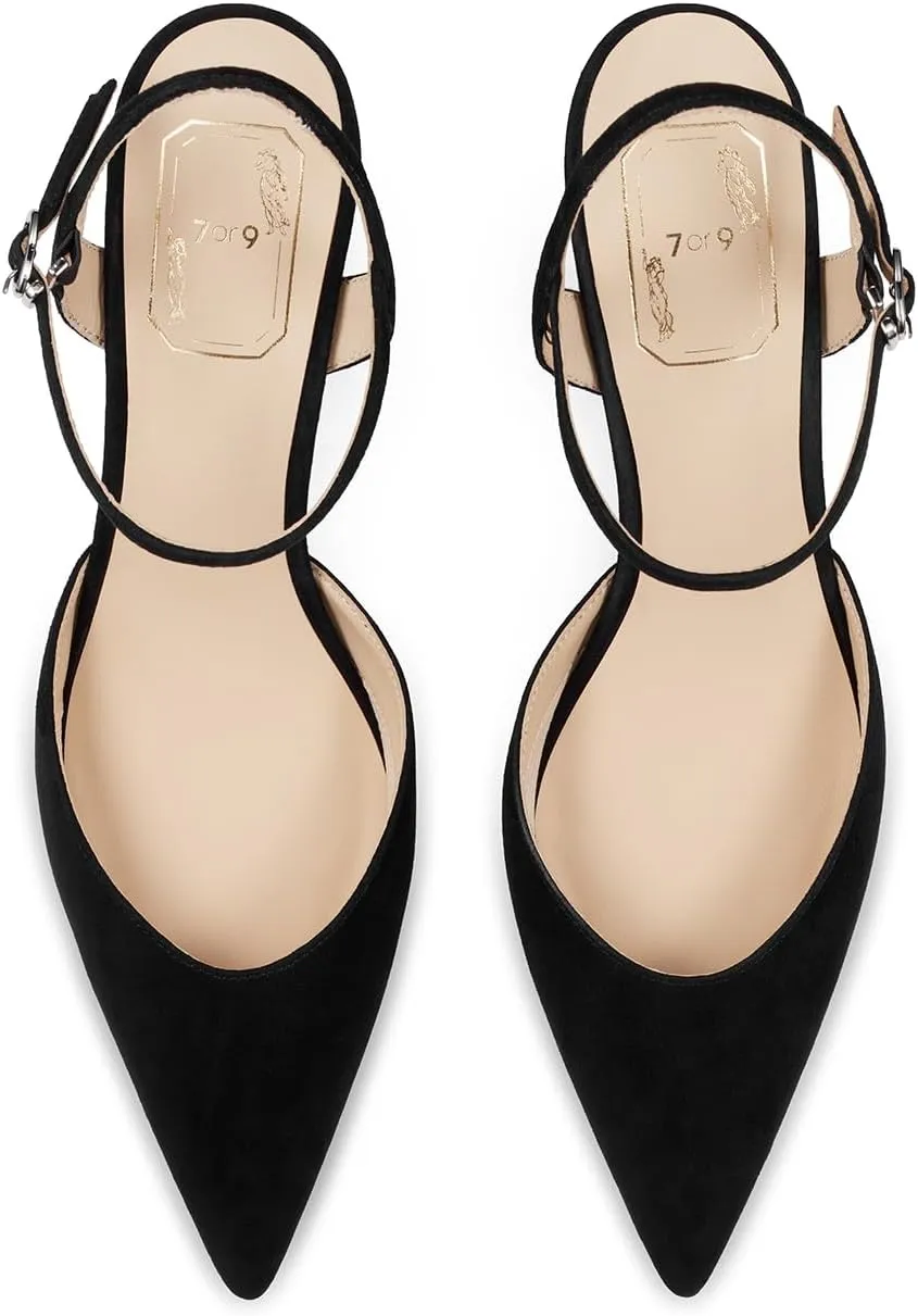 7or9 Slingbacks High Heels for Women Comfortable Air-Touch Foam Pointed-Toe Kitten Heels Casual Dressy Bridal Pumps Women Sandals