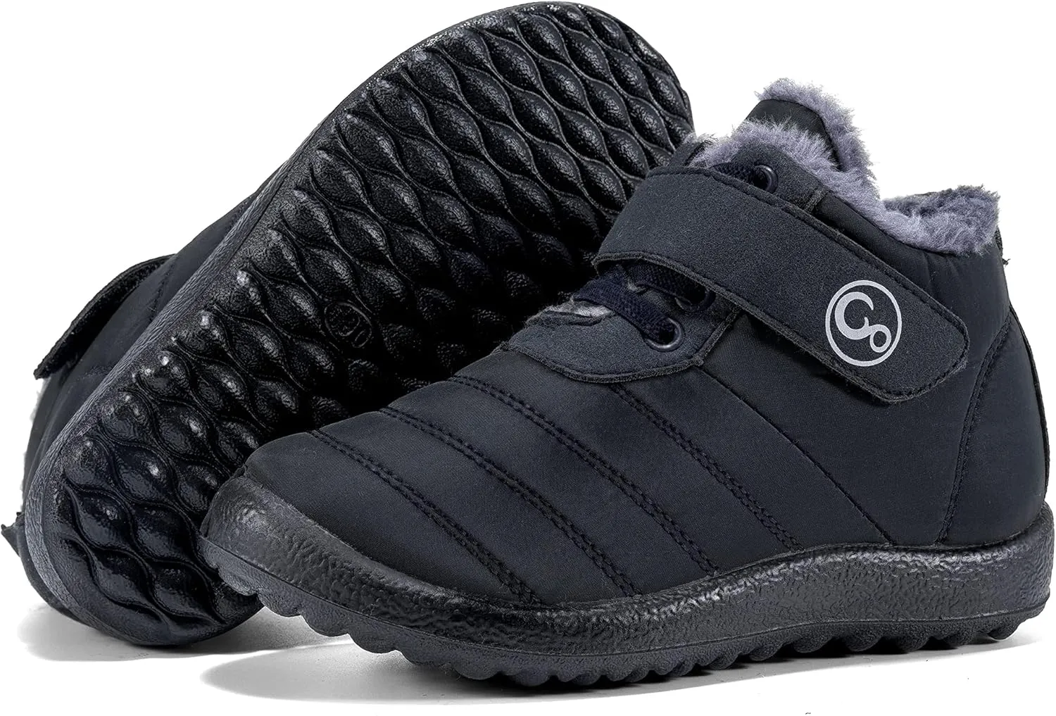 Ablanczoom Boys Girls Winter Snow Boots - Comfortable Warm Fur Lined Toddler Boot Outdoor Waterproof Slip On Walking Ankle Booties For Little Kid