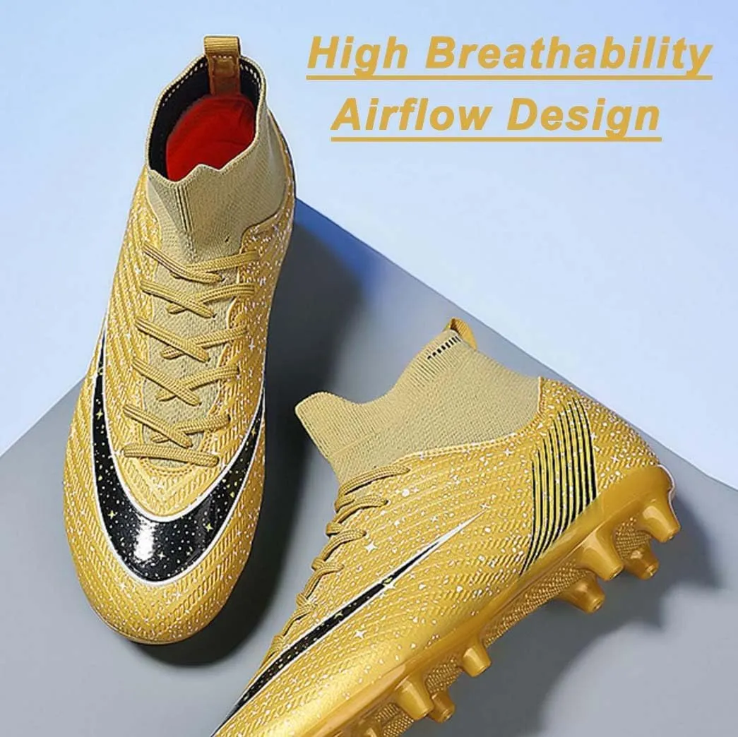 ailishabroy Mens Soccer Cleats Outdoor Spikes: Unisex Football Shoes Indoor Turf