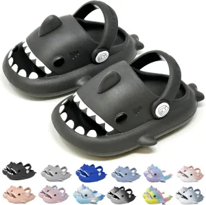 allgala Shark Slides Slippers with Backtrap Non-Slip Novelty Open Toe Sandals for Boys Girl Indoor & Outdoor Comfy Cushioned Thick Sole Cute Cartoon Shower Cloud Slippers Beach Pool Shoes