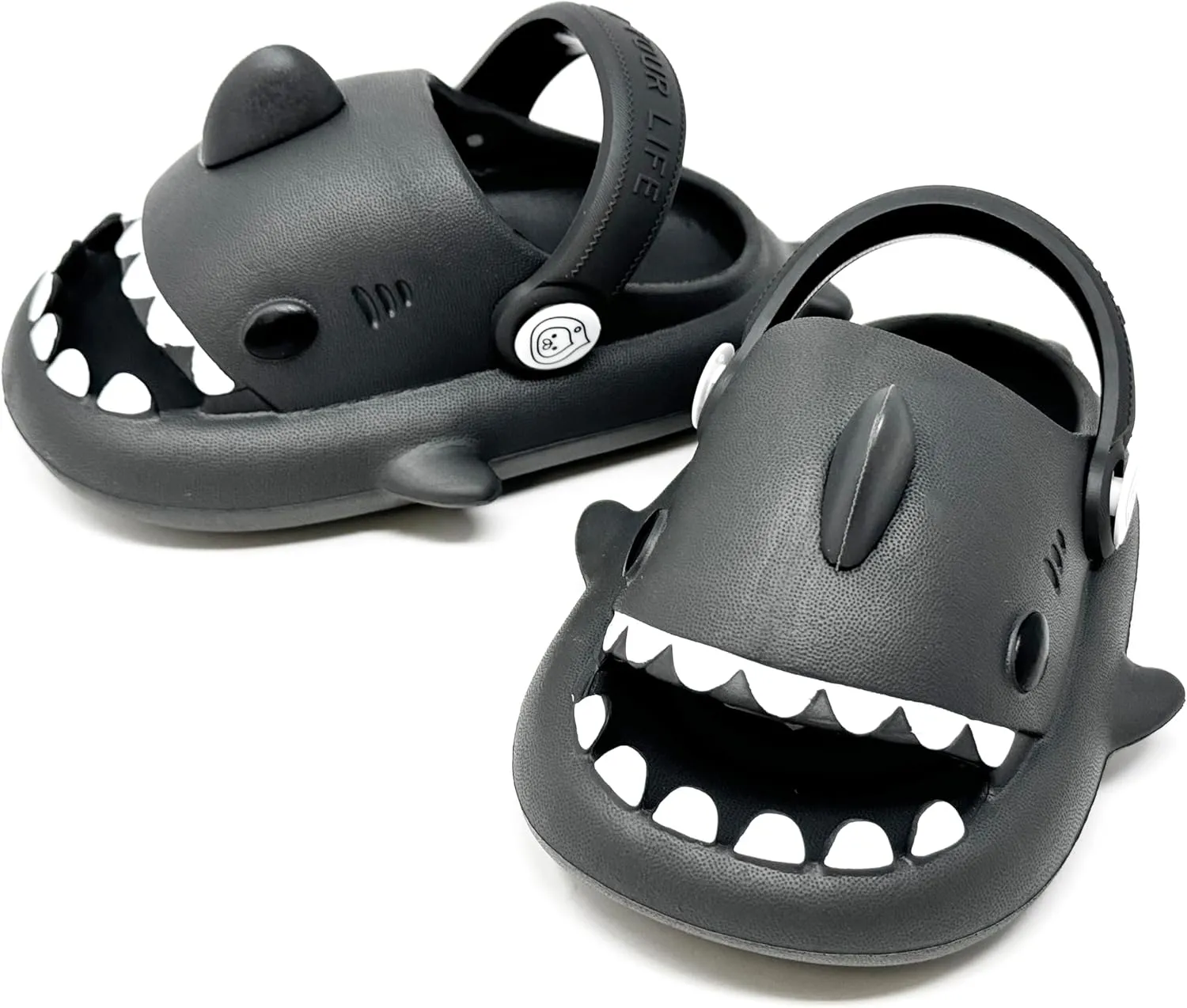 allgala Shark Slides Slippers with Backtrap Non-Slip Novelty Open Toe Sandals for Boys Girl Indoor & Outdoor Comfy Cushioned Thick Sole Cute Cartoon Shower Cloud Slippers Beach Pool Shoes