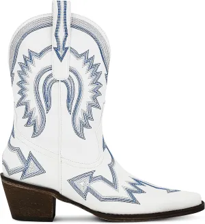 AMINUGAL Cowgirl Boots Chunky Heel Cowboy Boots for Women Pointed Toe Pull On Western Boots Women's Ankle Boots Country Concert Fashion Retro Metallic Booties