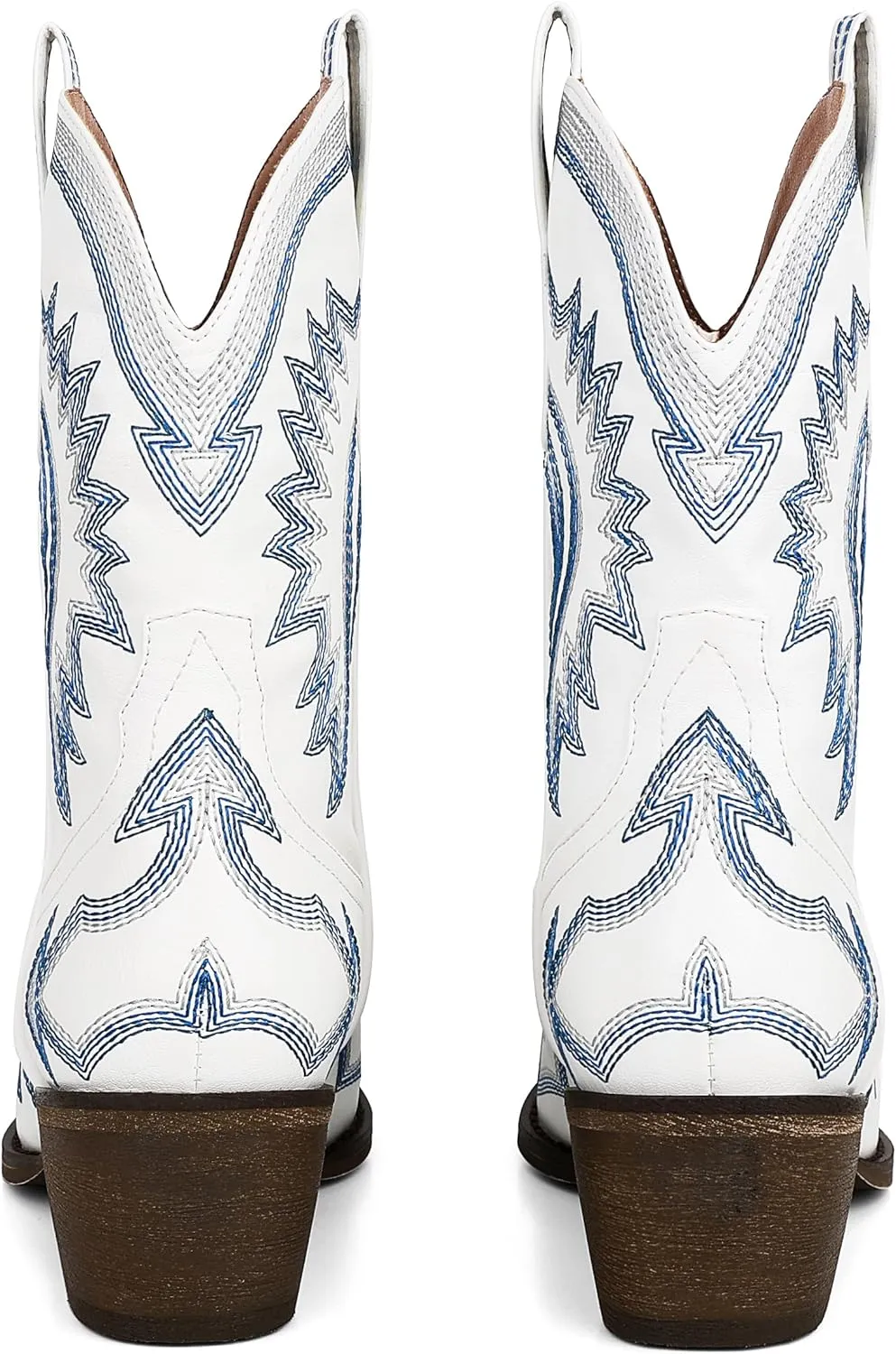 AMINUGAL Cowgirl Boots Chunky Heel Cowboy Boots for Women Pointed Toe Pull On Western Boots Women's Ankle Boots Country Concert Fashion Retro Metallic Booties