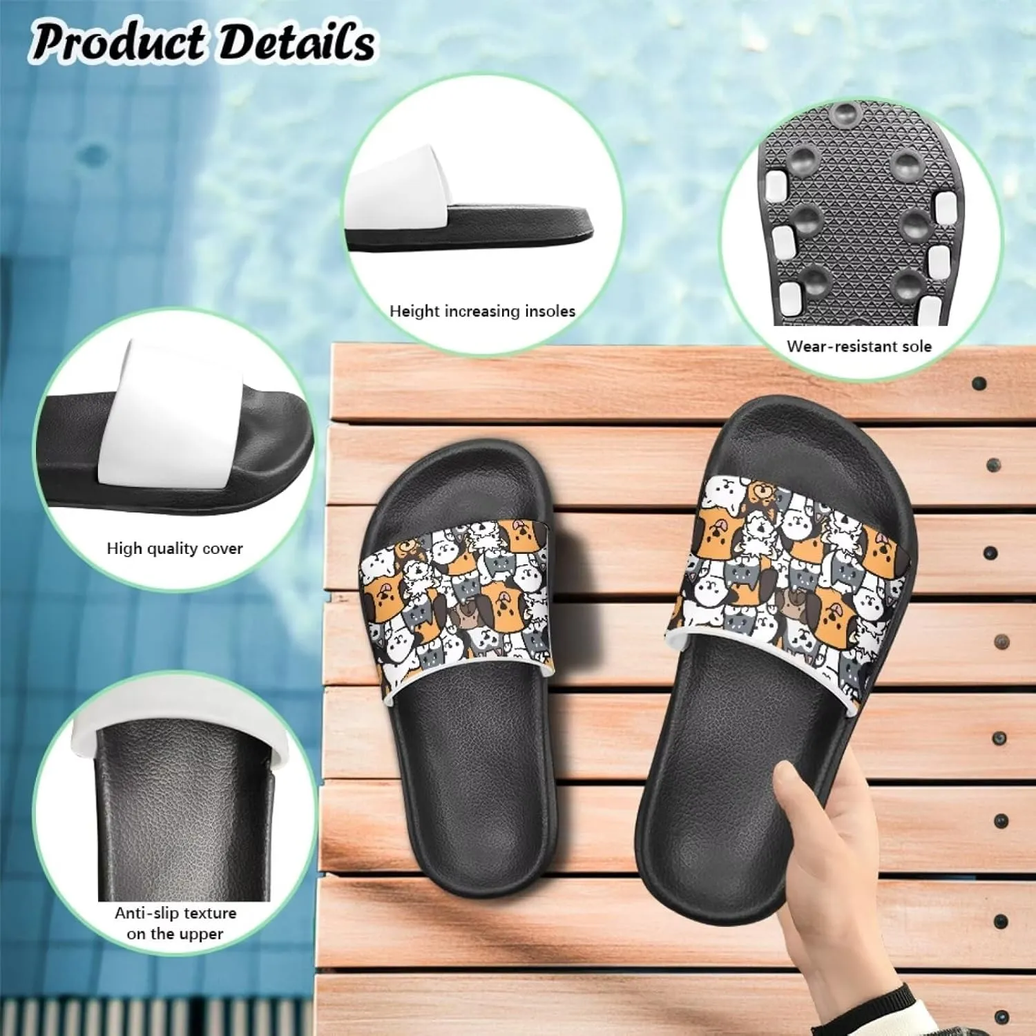 Animal Pattern Sandals House Slides Children's Cozy Pillow Slippers Soft Non-Slip for Beach Pool Bathroom