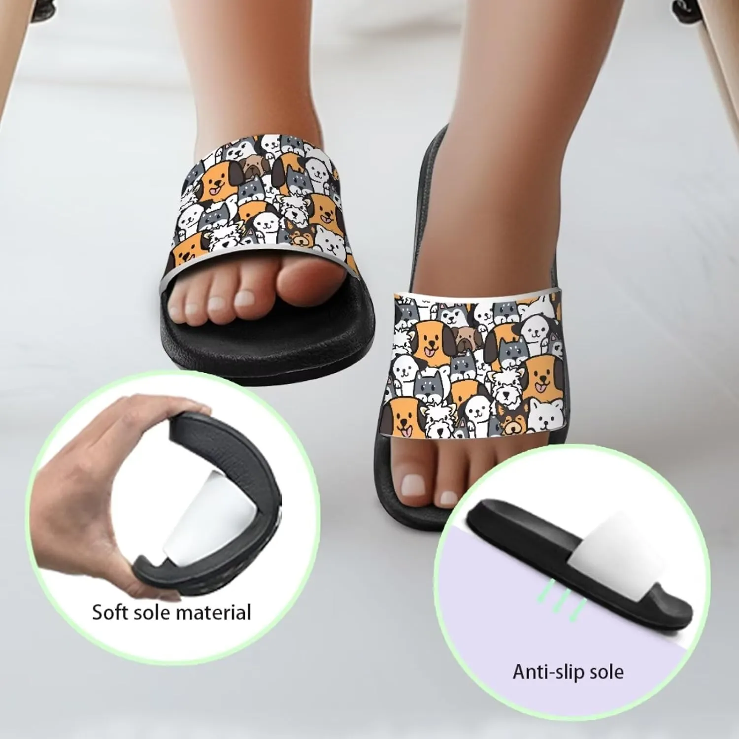 Animal Pattern Sandals House Slides Children's Cozy Pillow Slippers Soft Non-Slip for Beach Pool Bathroom