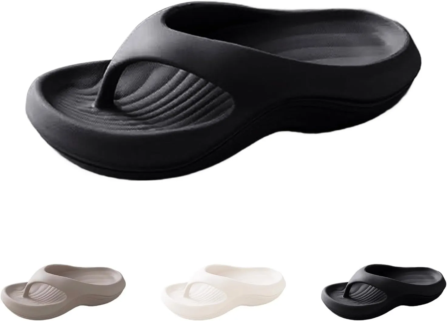 Arch Support Flip Flops for Women Pillow Sliders Plantar Fasciitis Orthopedic Sandals Comfortable Platform Walking Cloud Slides Recovery Flipflops Summer Beach Shoes Non-Slip Bathing Slipper