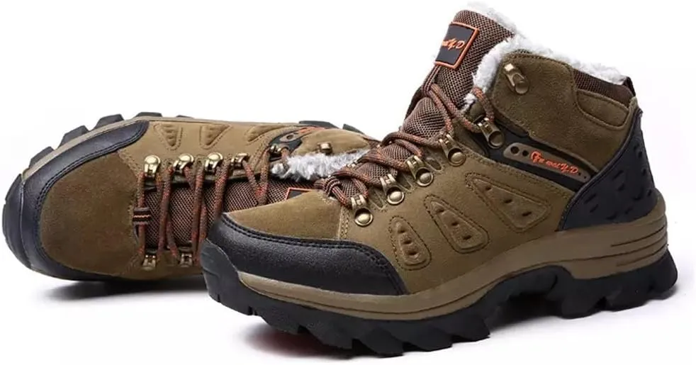 Asifn Men's Boots Winter High Top Snow Boots Leather Outdoor Hiking Mid Trekking Shoes