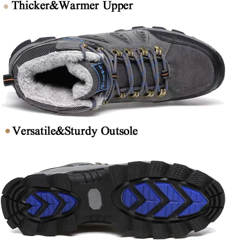 Asifn Men's Boots Winter High Top Snow Boots Leather Outdoor Hiking Mid Trekking Shoes
