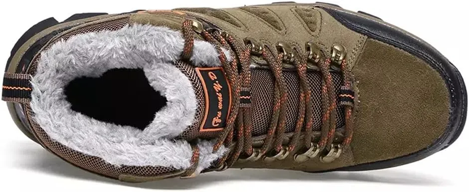 Asifn Men's Boots Winter High Top Snow Boots Leather Outdoor Hiking Mid Trekking Shoes