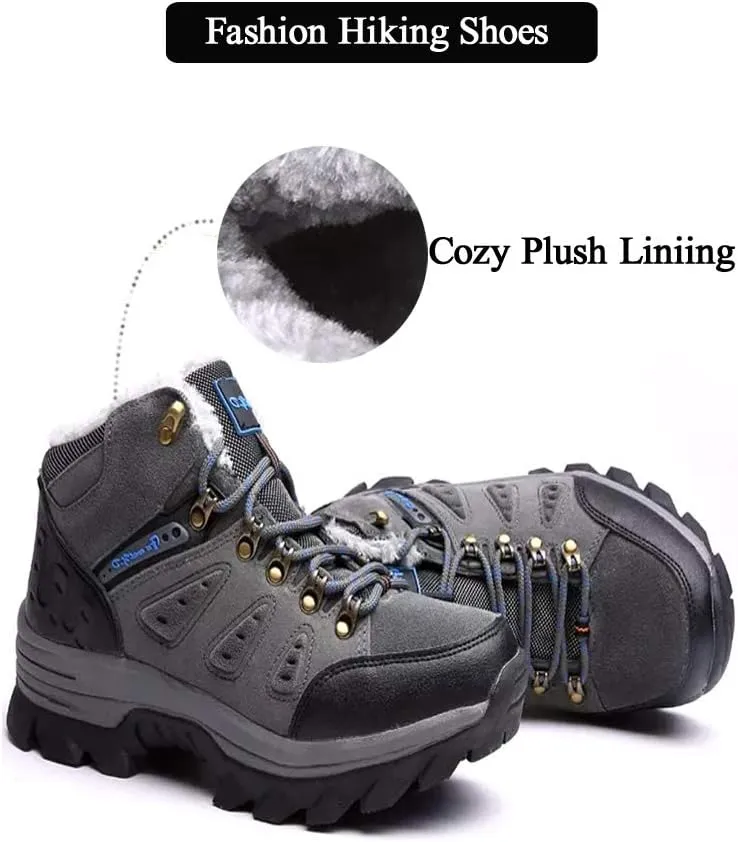 Asifn Men's Boots Winter High Top Snow Boots Leather Outdoor Hiking Mid Trekking Shoes