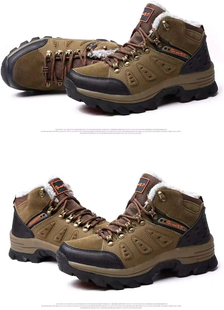 Asifn Men's Boots Winter High Top Snow Boots Leather Outdoor Hiking Mid Trekking Shoes
