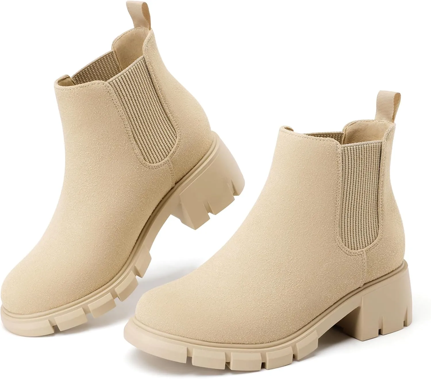 Athlefit Girls Ankle Boots Kids Comfortable Slip on Lug Sole Chelsea Booties for Toddler Little Kid Big Kids