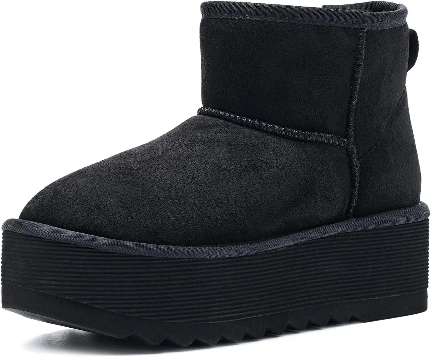 AUSLAND Women‘s Platform Mini Winter Ankle Classic Snow Boots Fleece Lined Warm Comfortable Anti-Slip Boots 9378