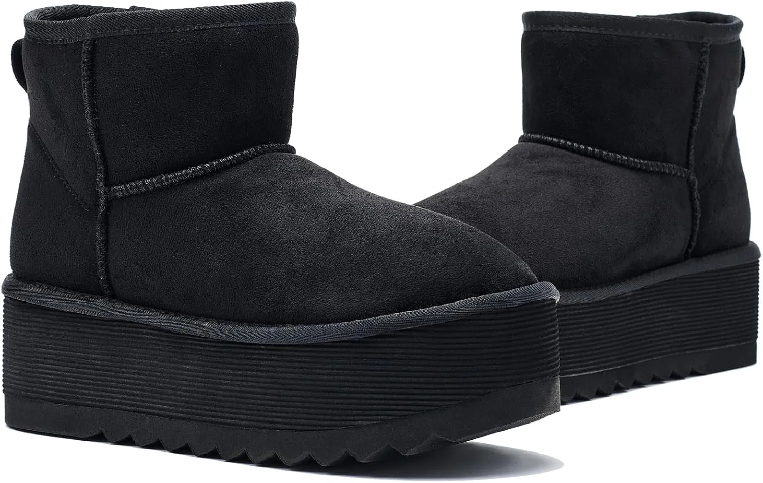 AUSLAND Women‘s Platform Mini Winter Ankle Classic Snow Boots Fleece Lined Warm Comfortable Anti-Slip Boots 9378