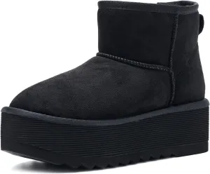 AUSLAND Women‘s Platform Mini Winter Ankle Classic Snow Boots Fleece Lined Warm Comfortable Anti-Slip Boots 9378