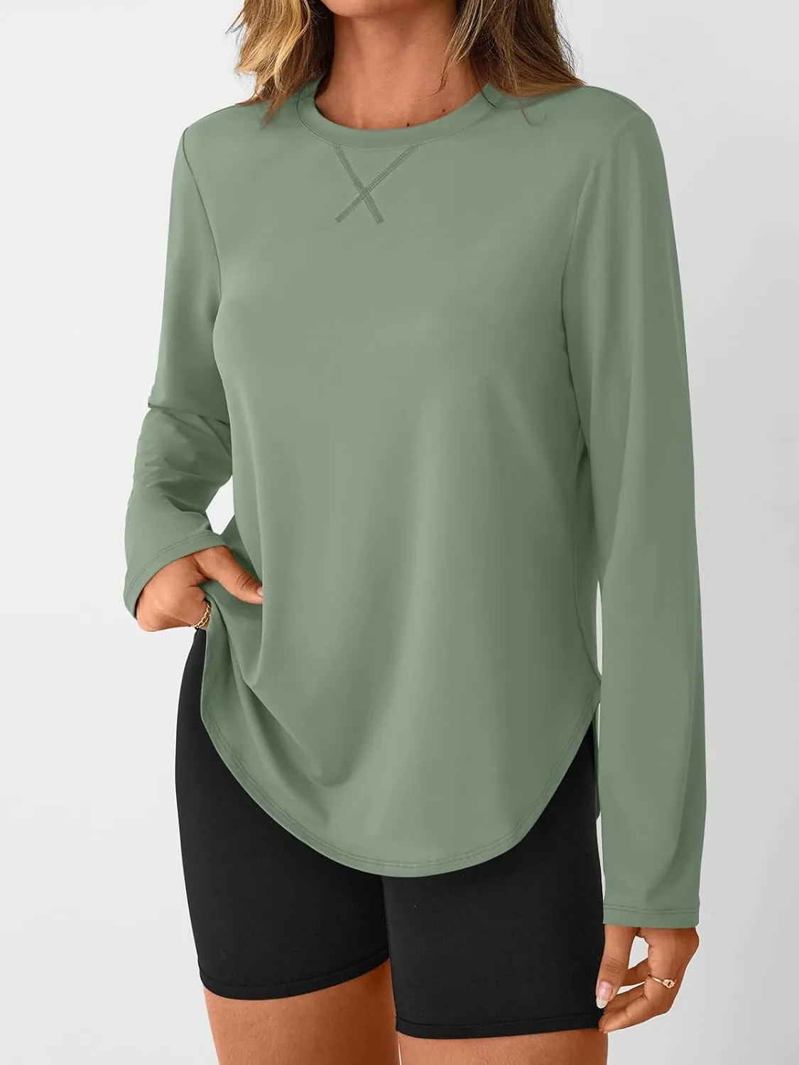AUTOMET Workout Tops for Women Long Sleeve Athletic Golf Shirts 2025 Running Yoga Clothes Quick Dry Lightweight Outfits