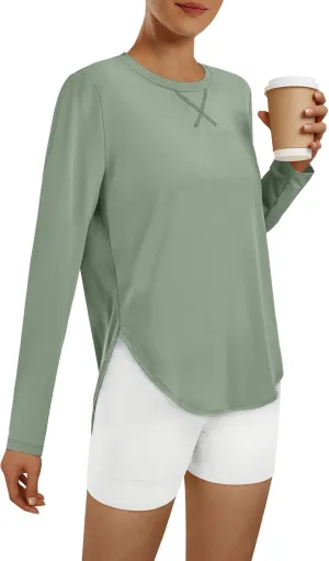AUTOMET Workout Tops for Women Long Sleeve Athletic Golf Shirts 2025 Running Yoga Clothes Quick Dry Lightweight Outfits