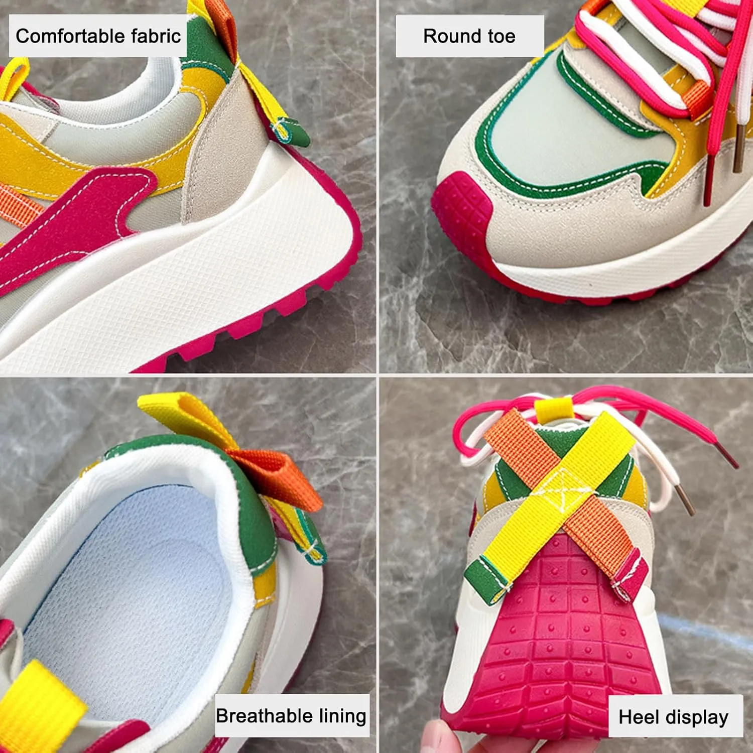 Autumn Women's Fashion Sneakers - Lightweight Casual Platform Trainers with Chunky Heel, Height Increase and Thick Sole - Lace-Up Running Shoes,Green-39