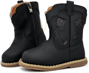 Baby Cowboy Cowgirl Boots Infant Boys Girls Western Booties Round Toe Riding Mid Calf Boots for All Seasons for 6 9 12 15 18 24 Months