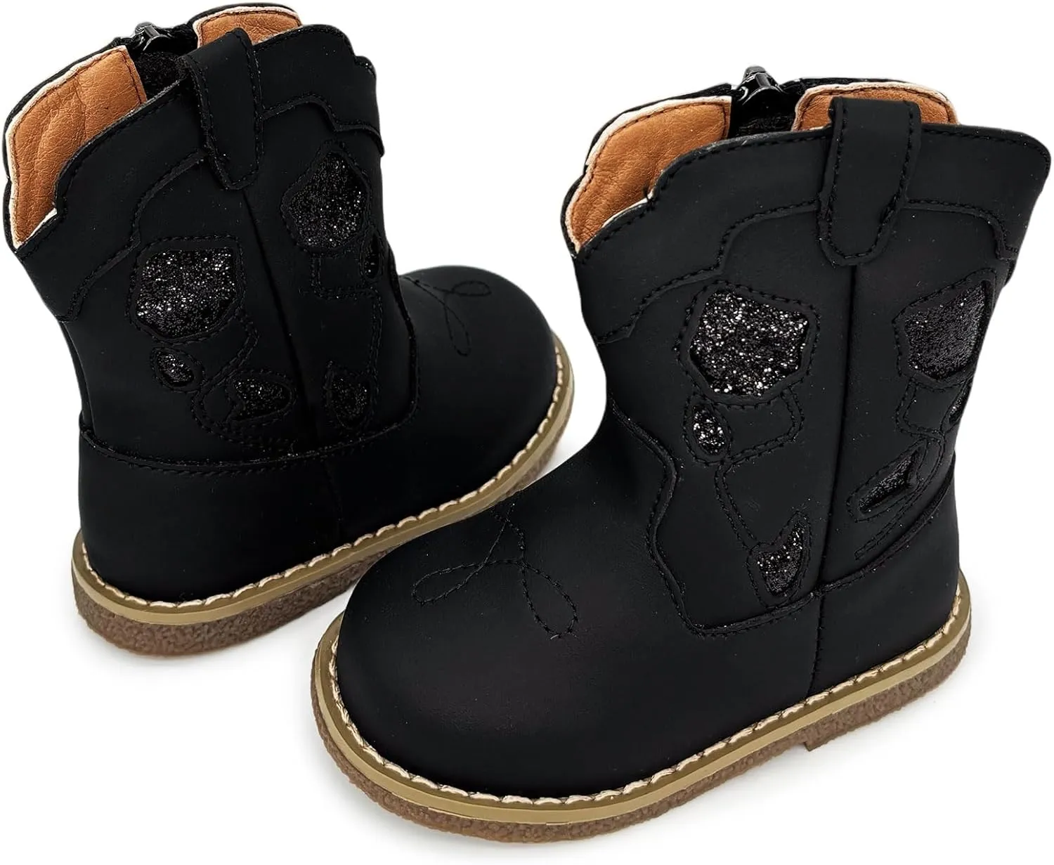Baby Cowboy Cowgirl Boots Infant Boys Girls Western Booties Round Toe Riding Mid Calf Boots for All Seasons for 6 9 12 15 18 24 Months