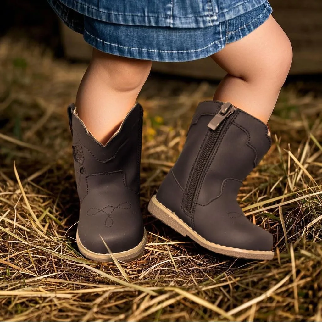 Baby Cowboy Cowgirl Boots Infant Boys Girls Western Booties Round Toe Riding Mid Calf Boots for All Seasons for 6 9 12 15 18 24 Months