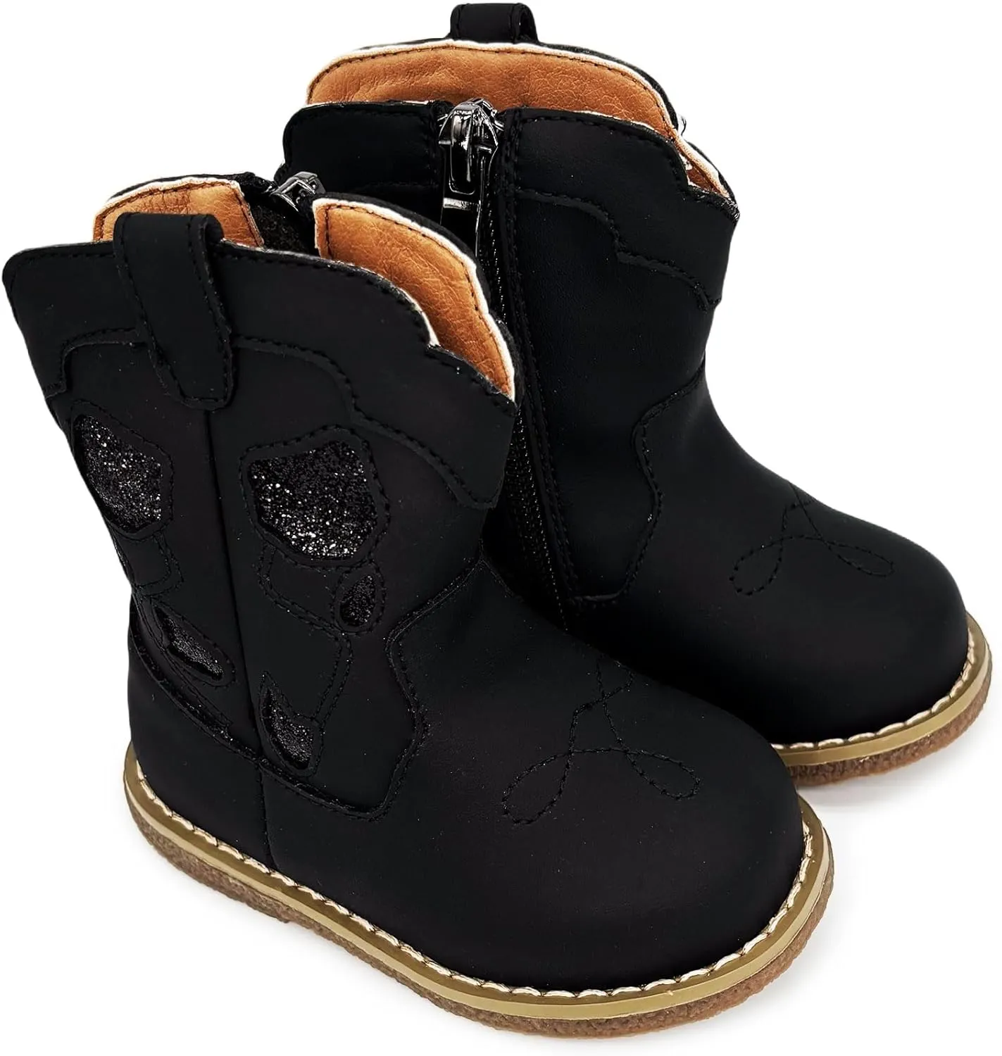 Baby Cowboy Cowgirl Boots Infant Boys Girls Western Booties Round Toe Riding Mid Calf Boots for All Seasons for 6 9 12 15 18 24 Months