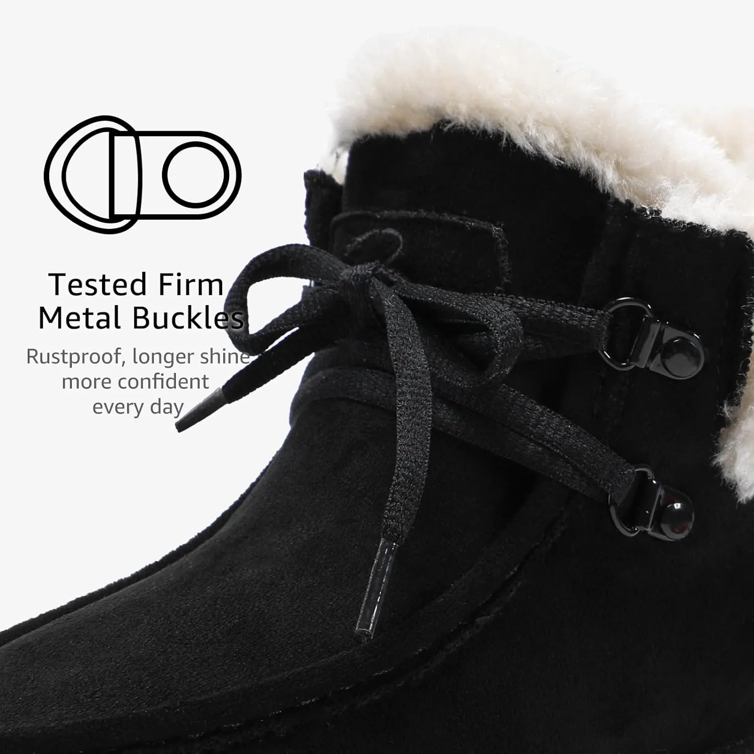 Bacia Platform Boots for Women Suede Snow Boots Lace up with Fur Interior Non-slip Outdoor Winter Boots Classic Mini Boots