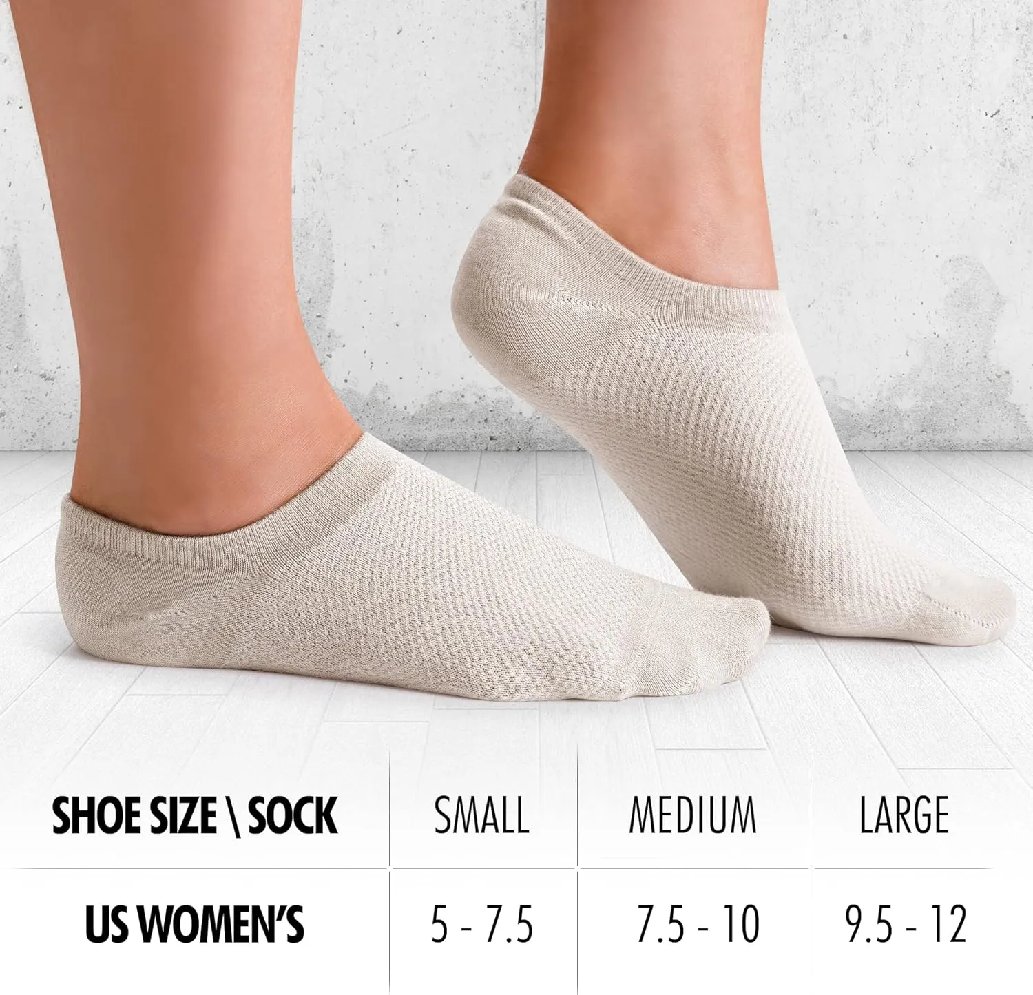 Bam&bü Women's Premium Bamboo Viscose No Show Casual Socks - 4 pair pack - Non-Slip