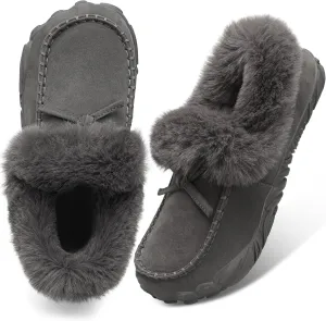 BARERUN Womens Moccasin Snow Boots Warm Winter Boots Ankle Boots for Women Outdoor Fur Lined Womens Shoes Slippers