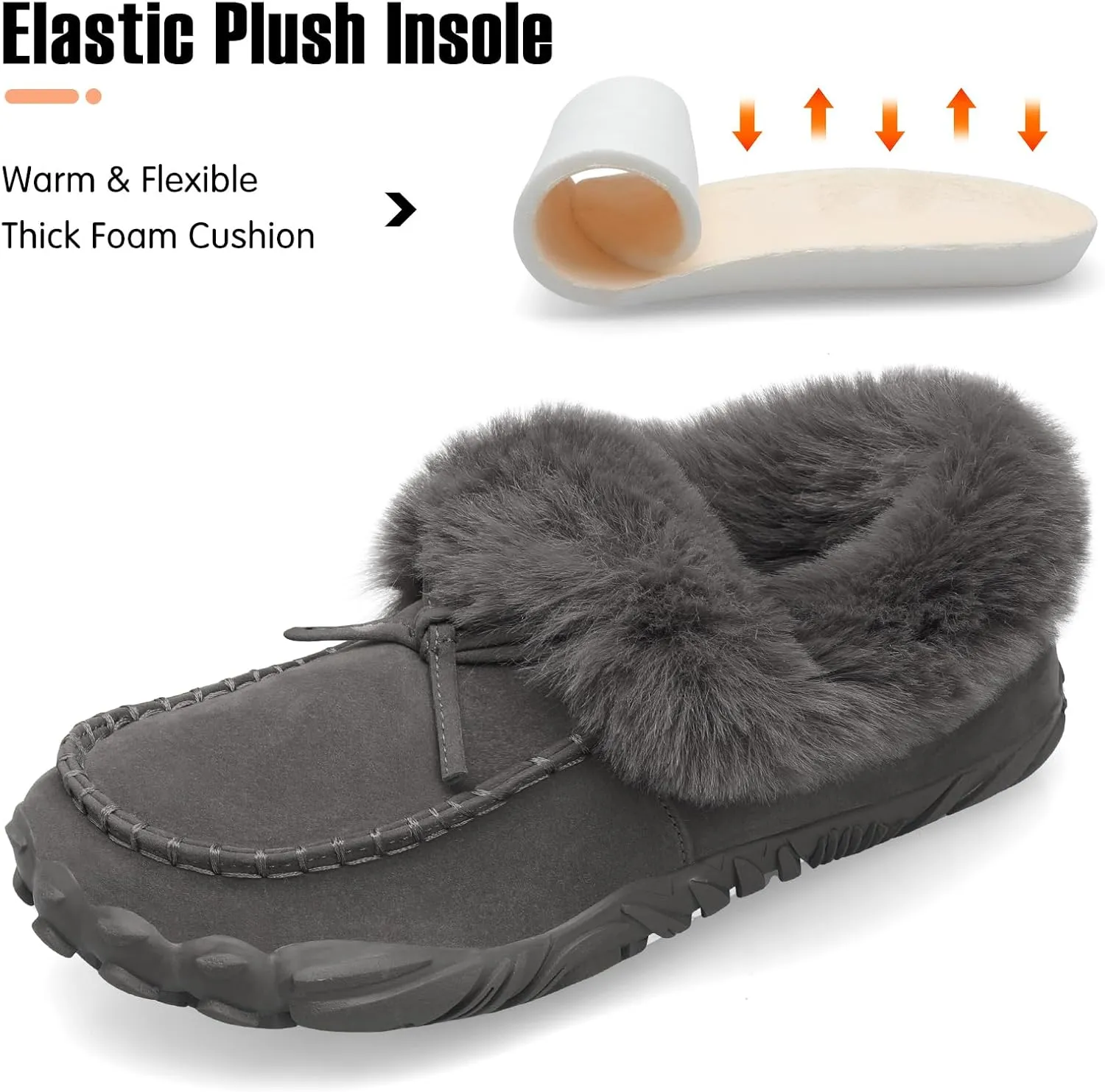 BARERUN Womens Moccasin Snow Boots Warm Winter Boots Ankle Boots for Women Outdoor Fur Lined Womens Shoes Slippers