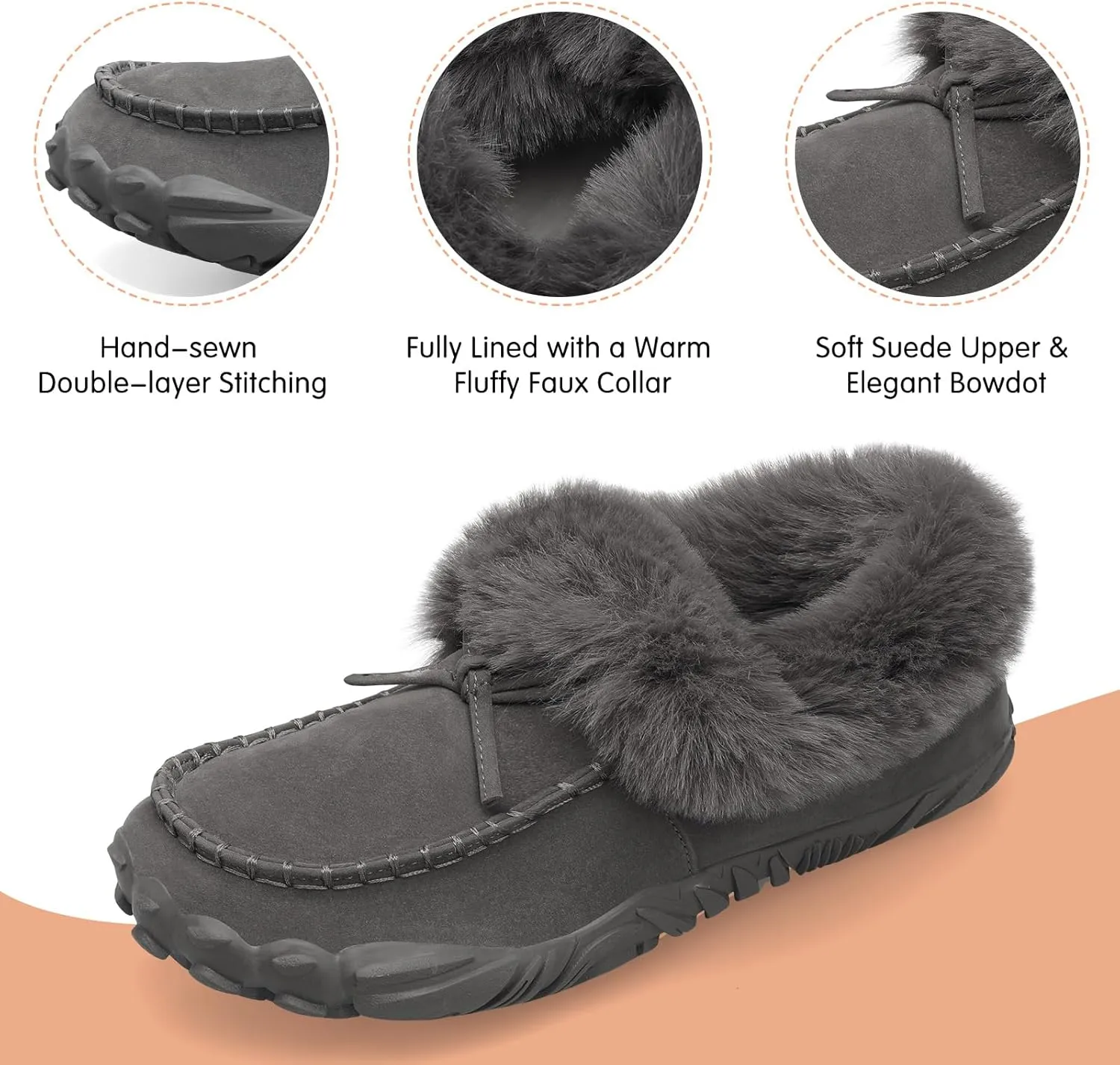 BARERUN Womens Moccasin Snow Boots Warm Winter Boots Ankle Boots for Women Outdoor Fur Lined Womens Shoes Slippers