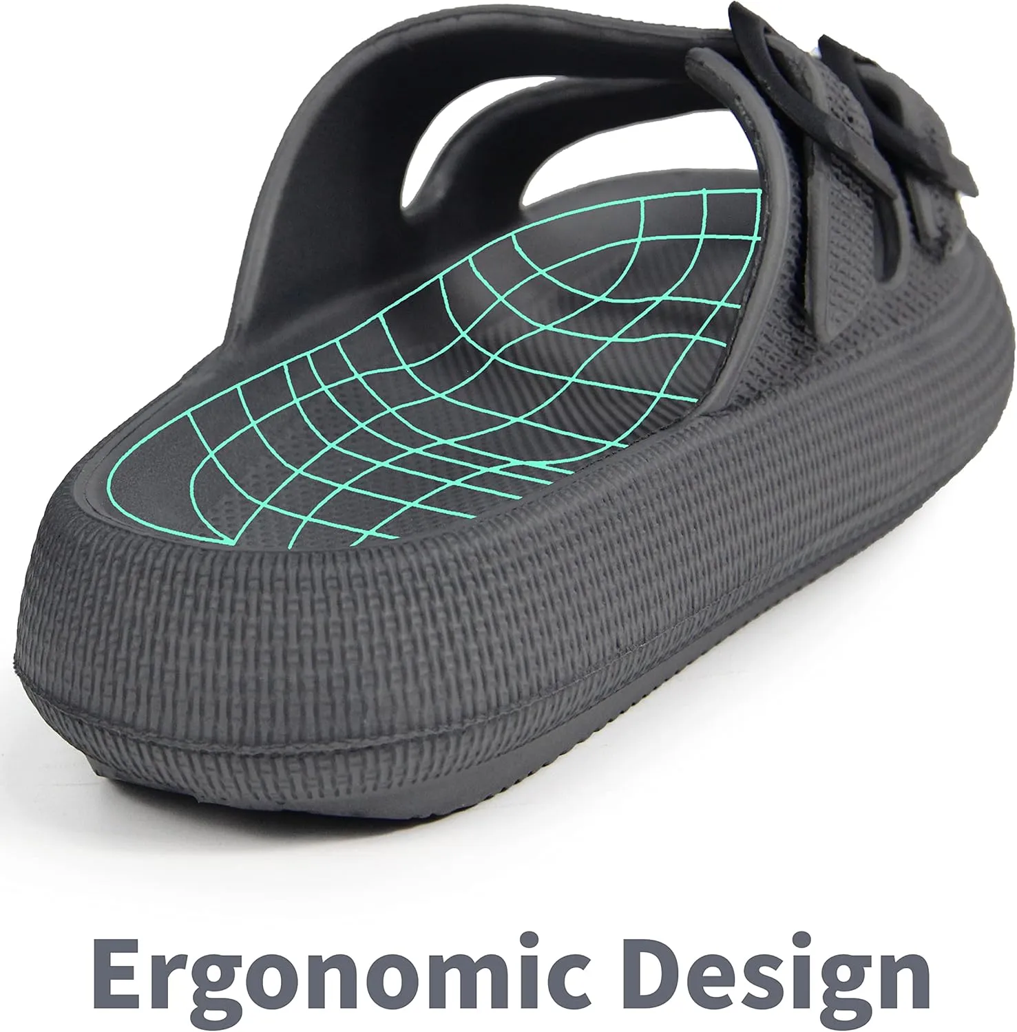 BenSorts Pillow Sandals for Women Men Thick Sole Adjustable Buckles EVA