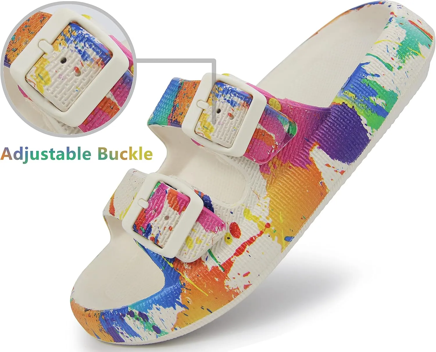 BenSorts Pillow Sandals for Women Men Thick Sole Adjustable Buckles EVA