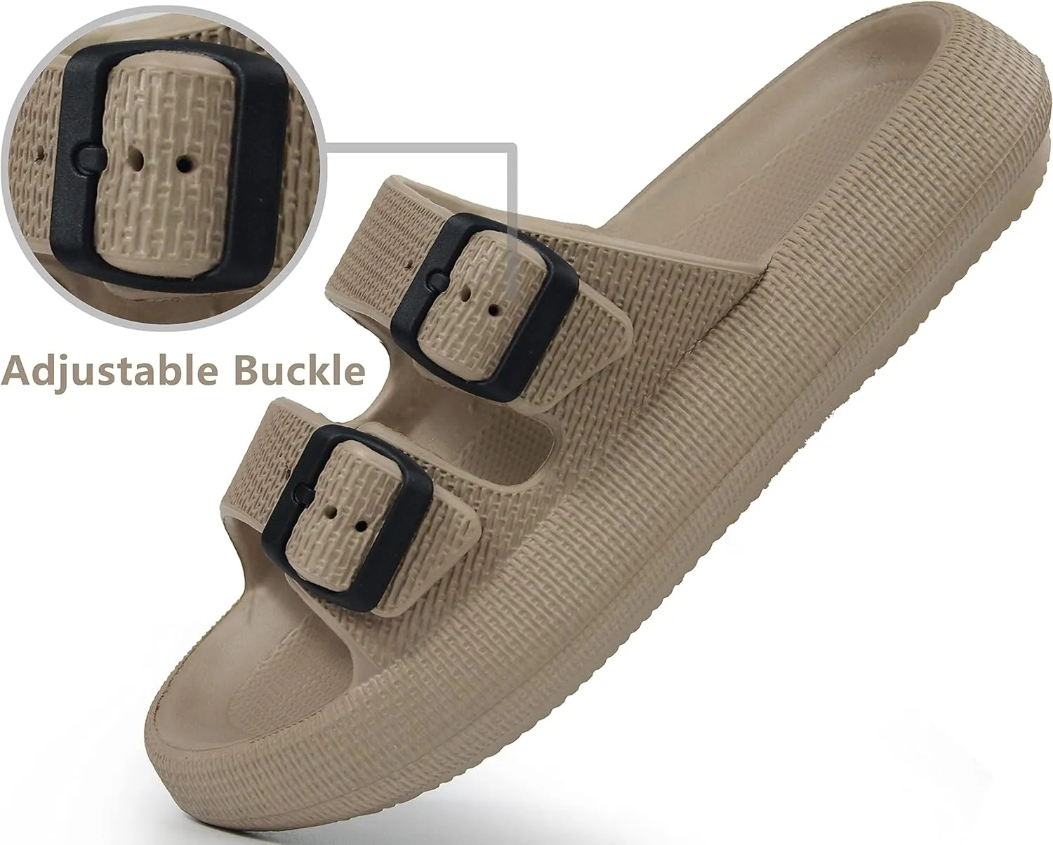 BenSorts Pillow Sandals for Women Men Thick Sole Adjustable Buckles EVA