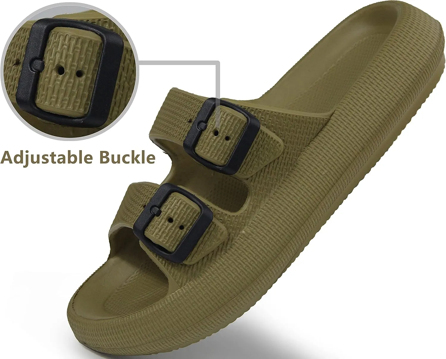BenSorts Pillow Sandals for Women Men Thick Sole Adjustable Buckles EVA