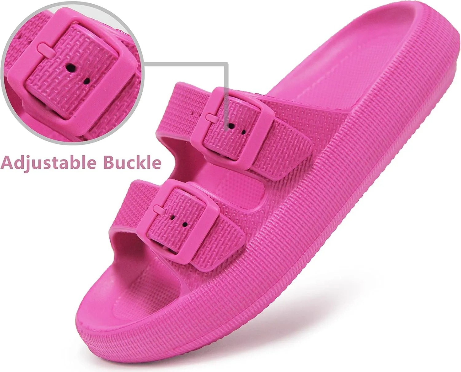 BenSorts Pillow Sandals for Women Men Thick Sole Adjustable Buckles EVA