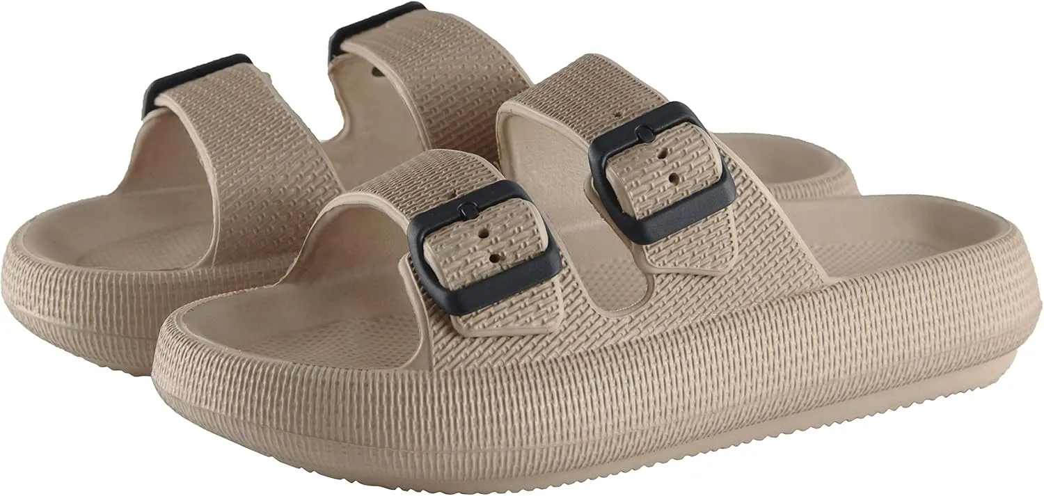 BenSorts Pillow Sandals for Women Men Thick Sole Adjustable Buckles EVA
