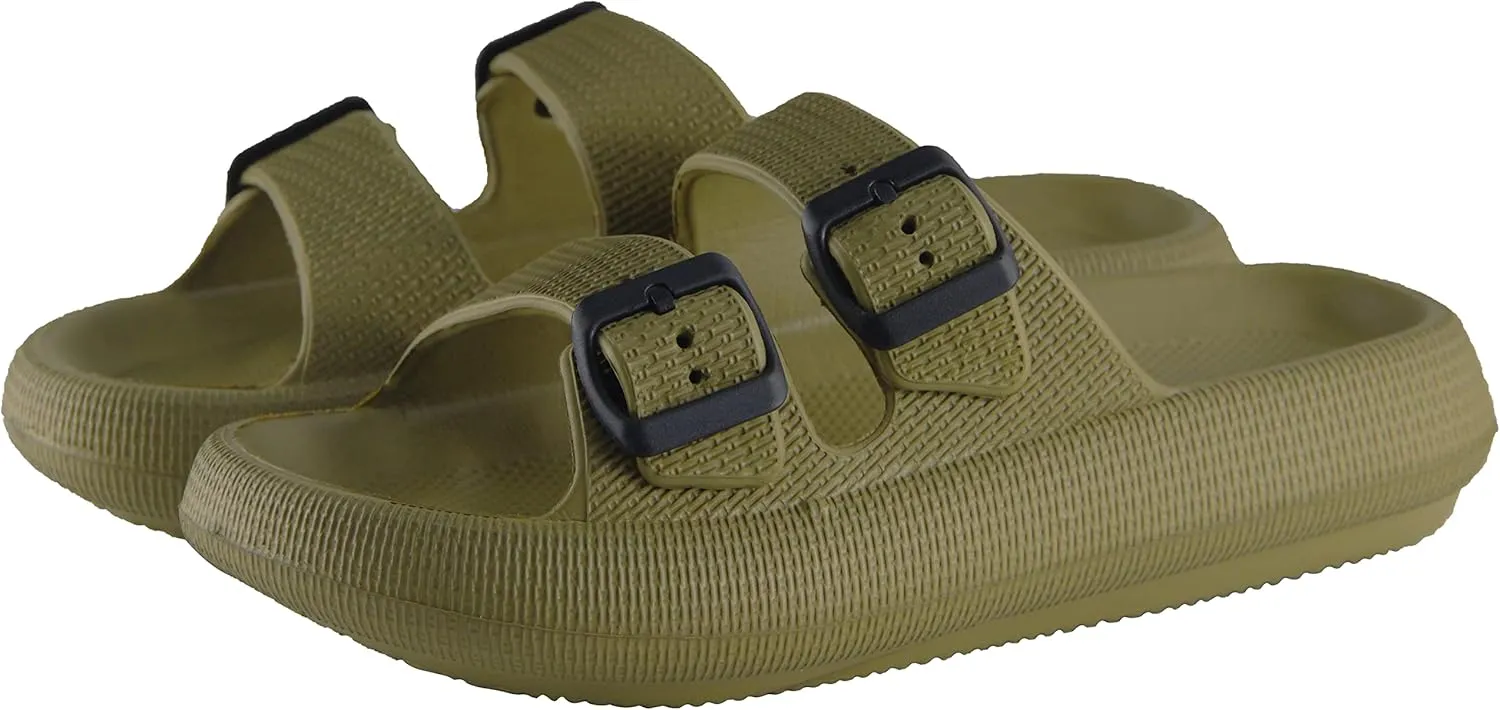 BenSorts Pillow Sandals for Women Men Thick Sole Adjustable Buckles EVA