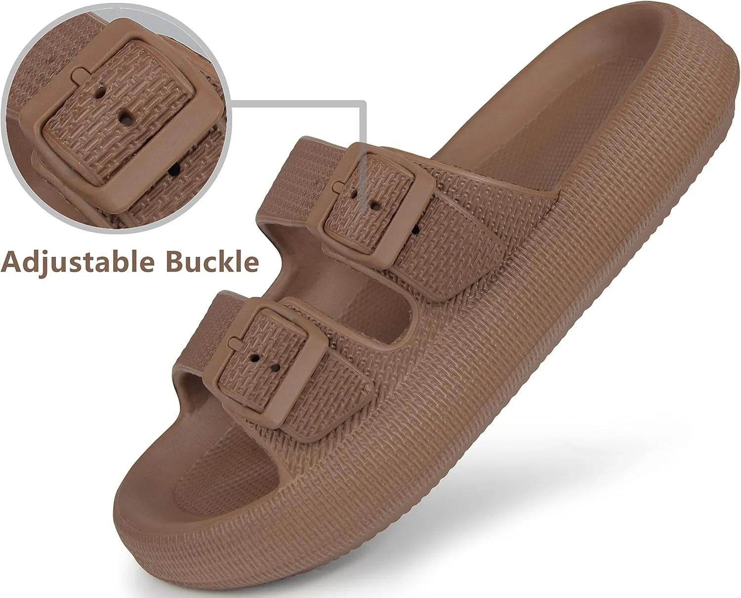 BenSorts Pillow Sandals for Women Men Thick Sole Adjustable Buckles EVA