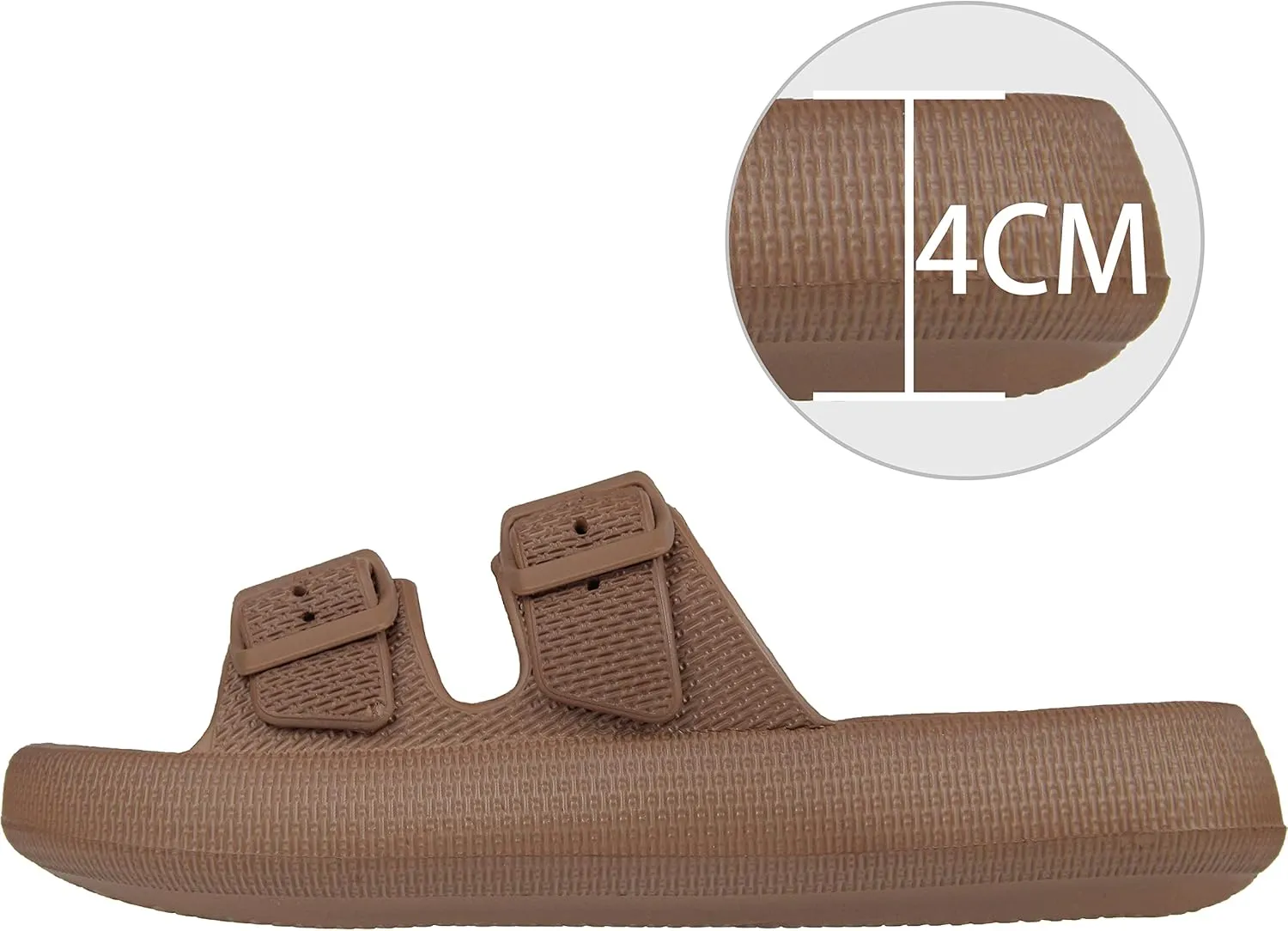 BenSorts Pillow Sandals for Women Men Thick Sole Adjustable Buckles EVA