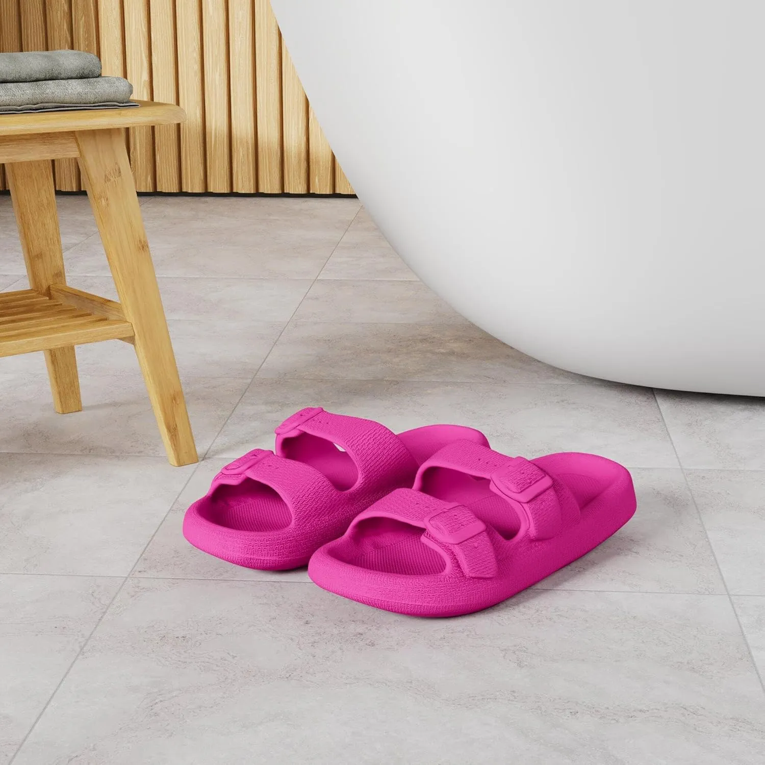 BenSorts Pillow Sandals for Women Men Thick Sole Adjustable Buckles EVA