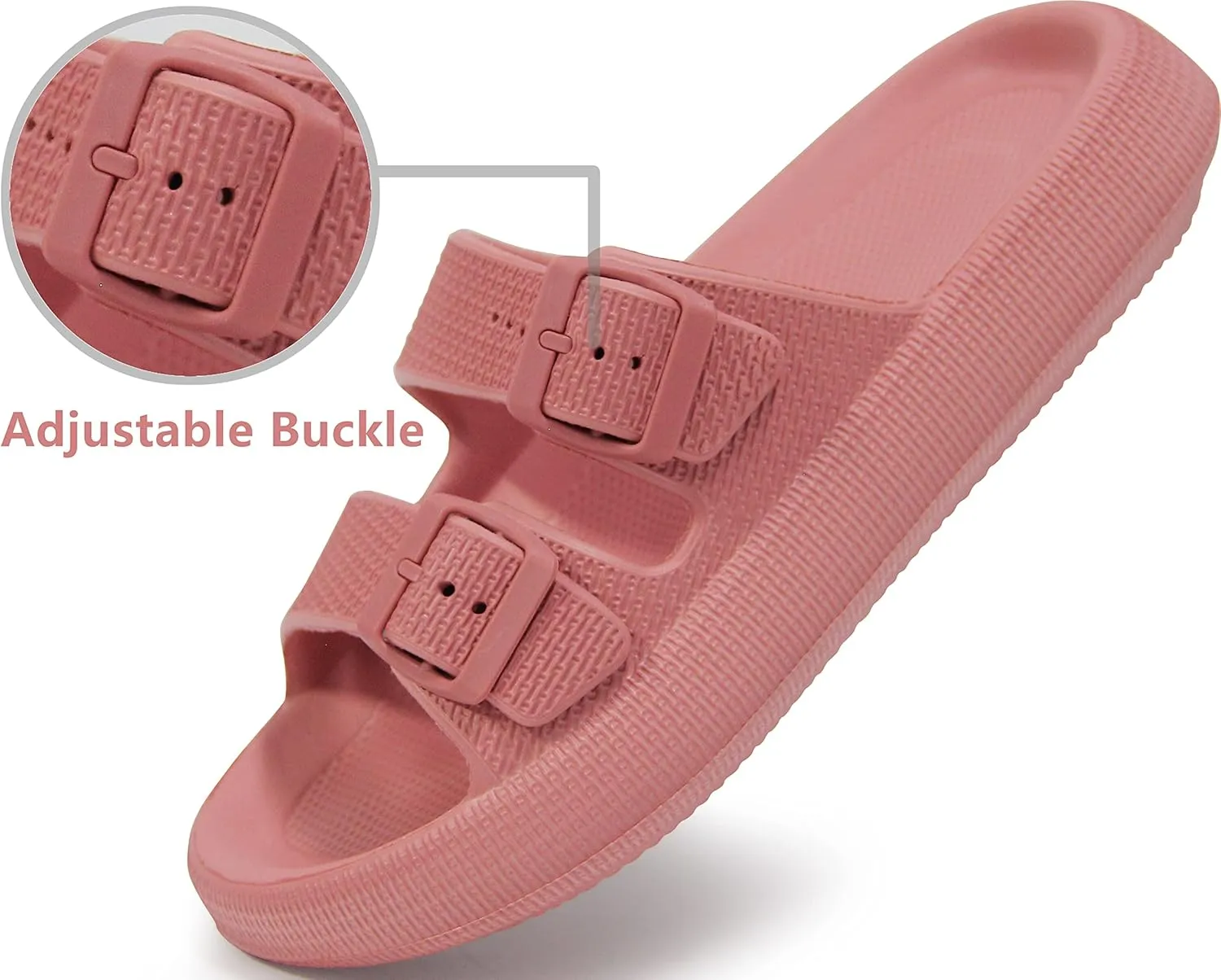BenSorts Pillow Sandals for Women Men Thick Sole Adjustable Buckles EVA