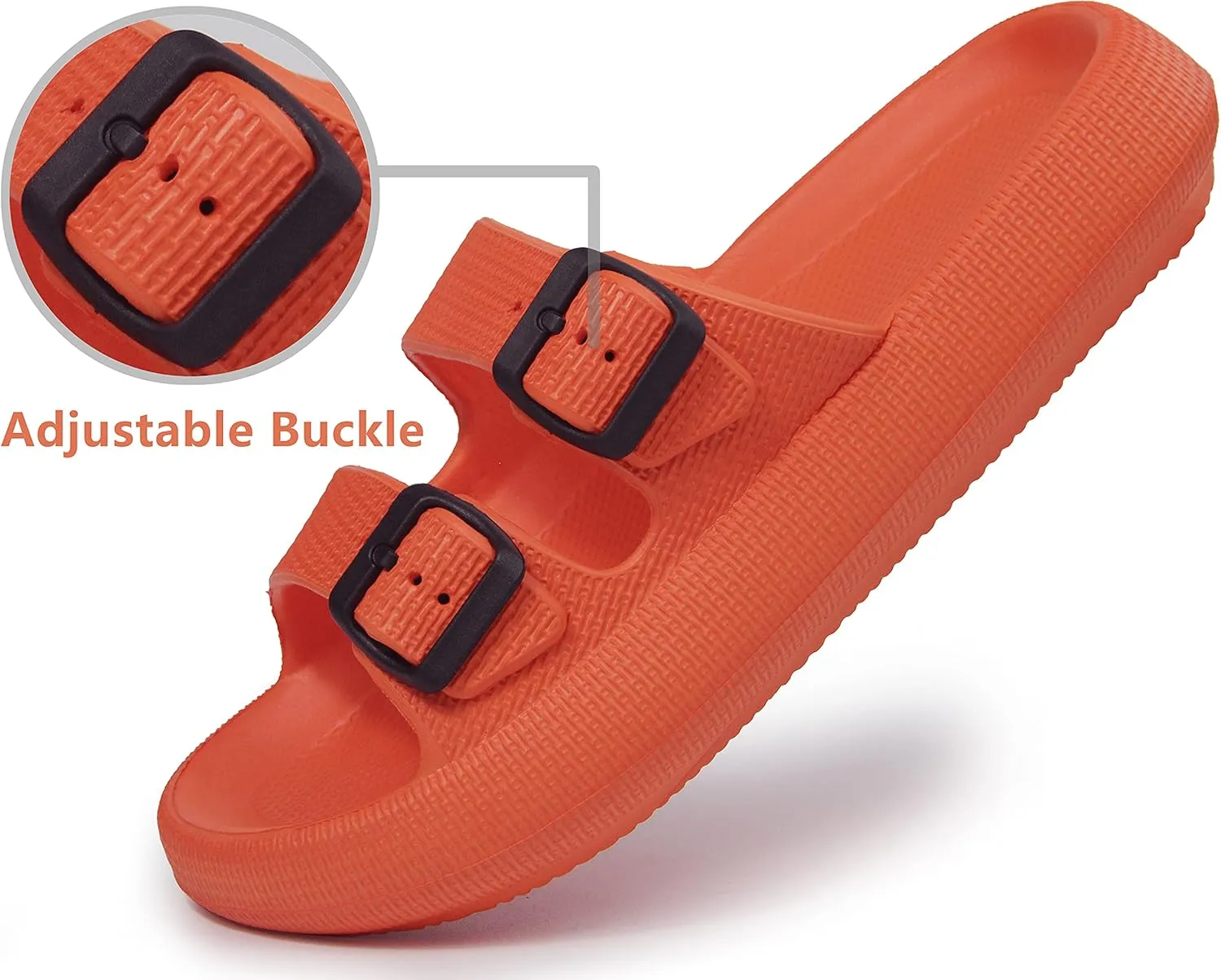 BenSorts Pillow Sandals for Women Men Thick Sole Adjustable Buckles EVA