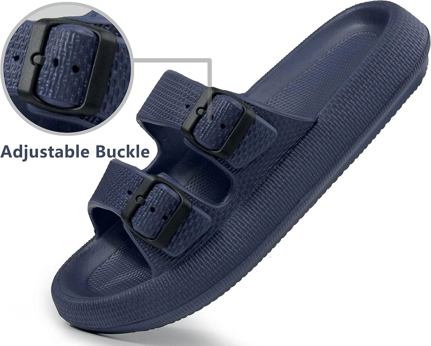 BenSorts Pillow Sandals for Women Men Thick Sole Adjustable Buckles EVA