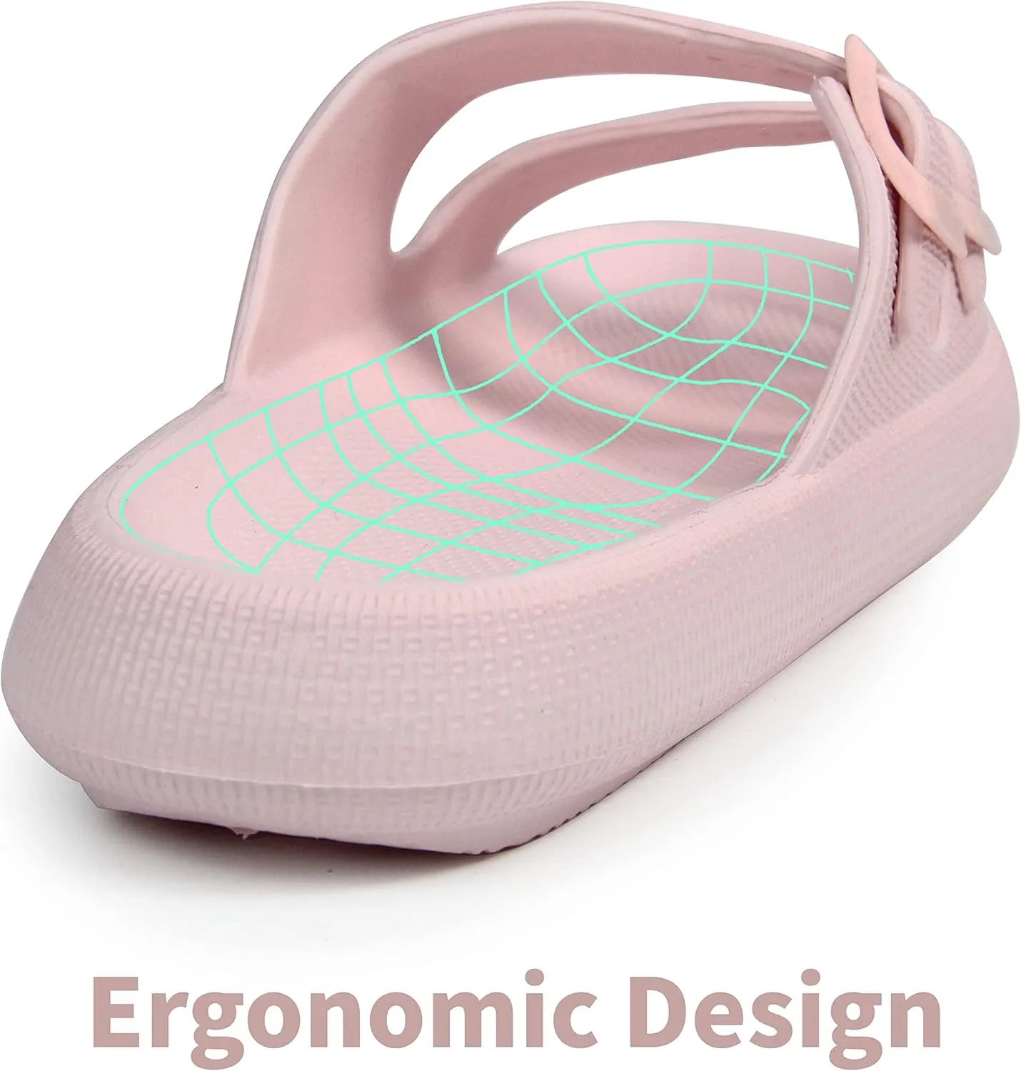 BenSorts Pillow Sandals for Women Men Thick Sole Adjustable Buckles EVA