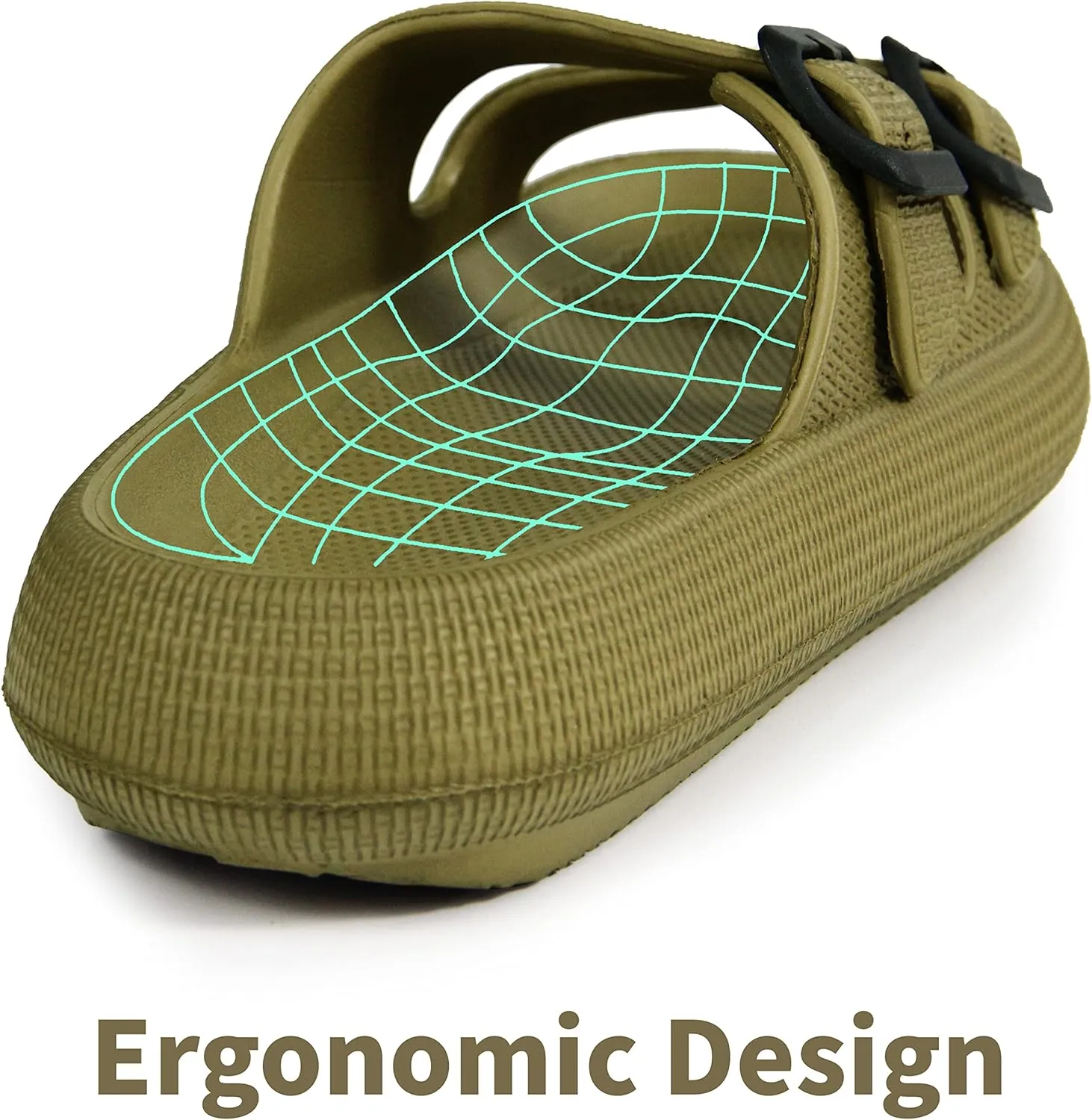BenSorts Pillow Sandals for Women Men Thick Sole Adjustable Buckles EVA