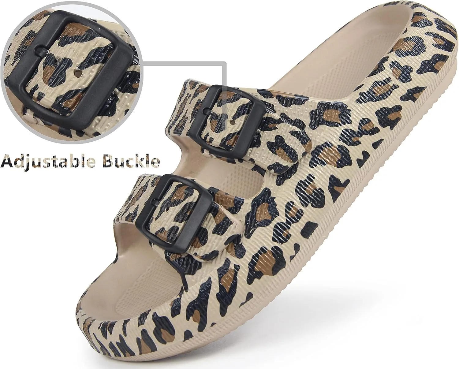 BenSorts Pillow Sandals for Women Men Thick Sole Adjustable Buckles EVA