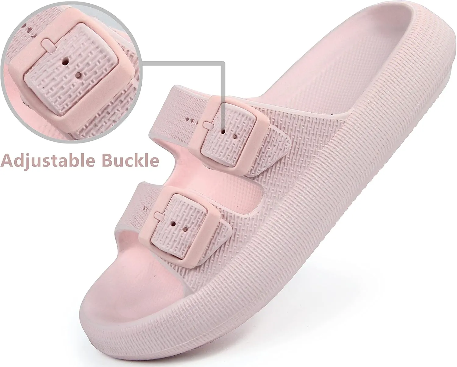BenSorts Pillow Sandals for Women Men Thick Sole Adjustable Buckles EVA