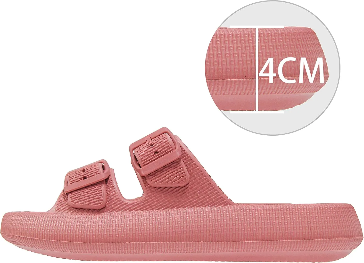 BenSorts Pillow Sandals for Women Men Thick Sole Adjustable Buckles EVA